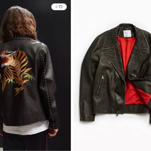Urban outfitters tiger leather studded jacket size Small - Picture 2 of 13